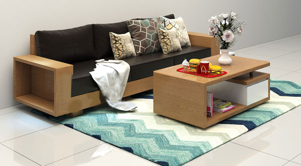 Chọn sofa chất liệu gỗ cho phòng khách nhà phố hẹp