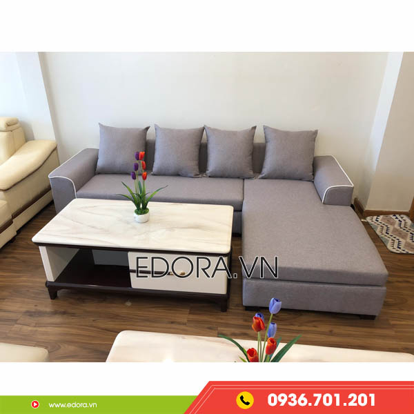 Kích thước bàn ghế sofa nỉ phòng khách giá rẻ chữ L 2020 - EDORA.VN