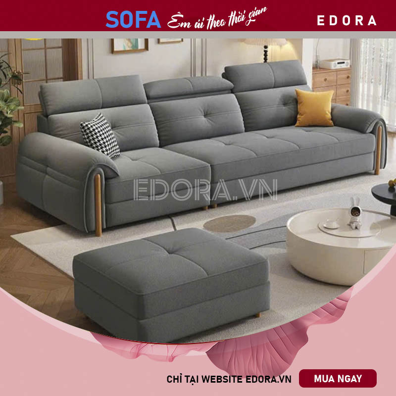 Sofa Băng Tay Ốp Gỗ Đầu Bật E907