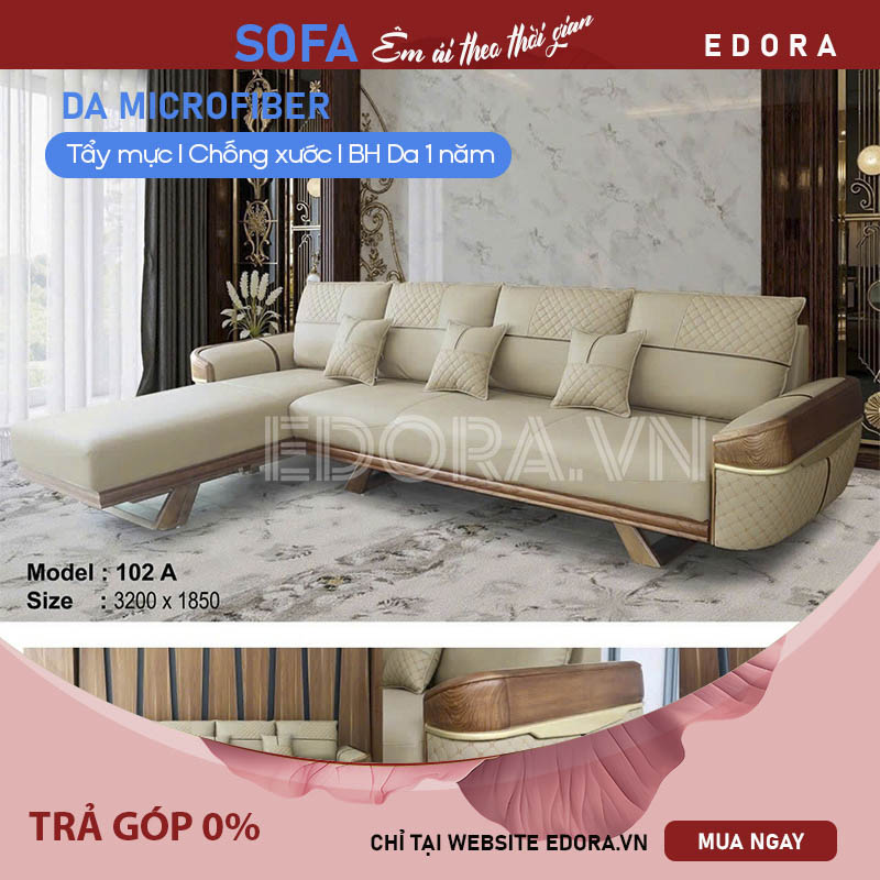 Sofa Góc Gỗ Sồi Tẩy Mực E909