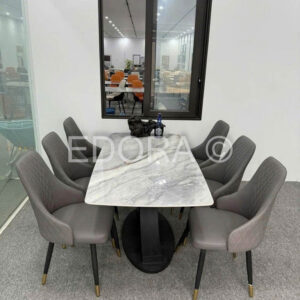 Bàn ăn 1m6 đá Ceramic bóng 6 ghế BA020