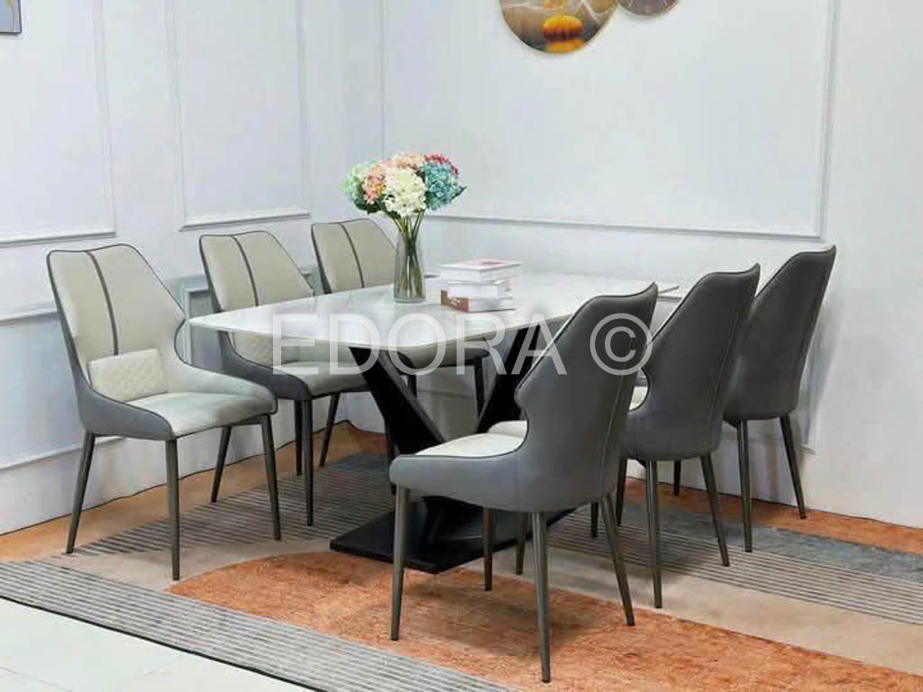 Bàn ăn 6 ghế 1m8 da cao cấp BA021