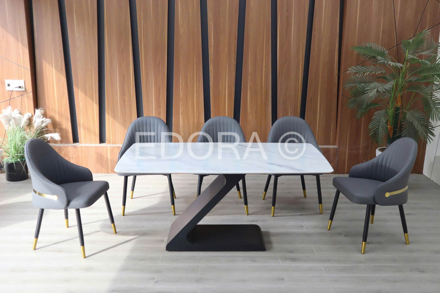 Bộ bàn ăn màu xám 6 ghế BK005