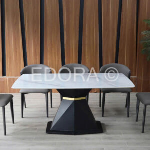 Bộ bàn ăn xám đen 1m8 đá vi tinh BK006