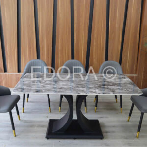 Bàn ăn xám 6 ghế lưng thấp BK015