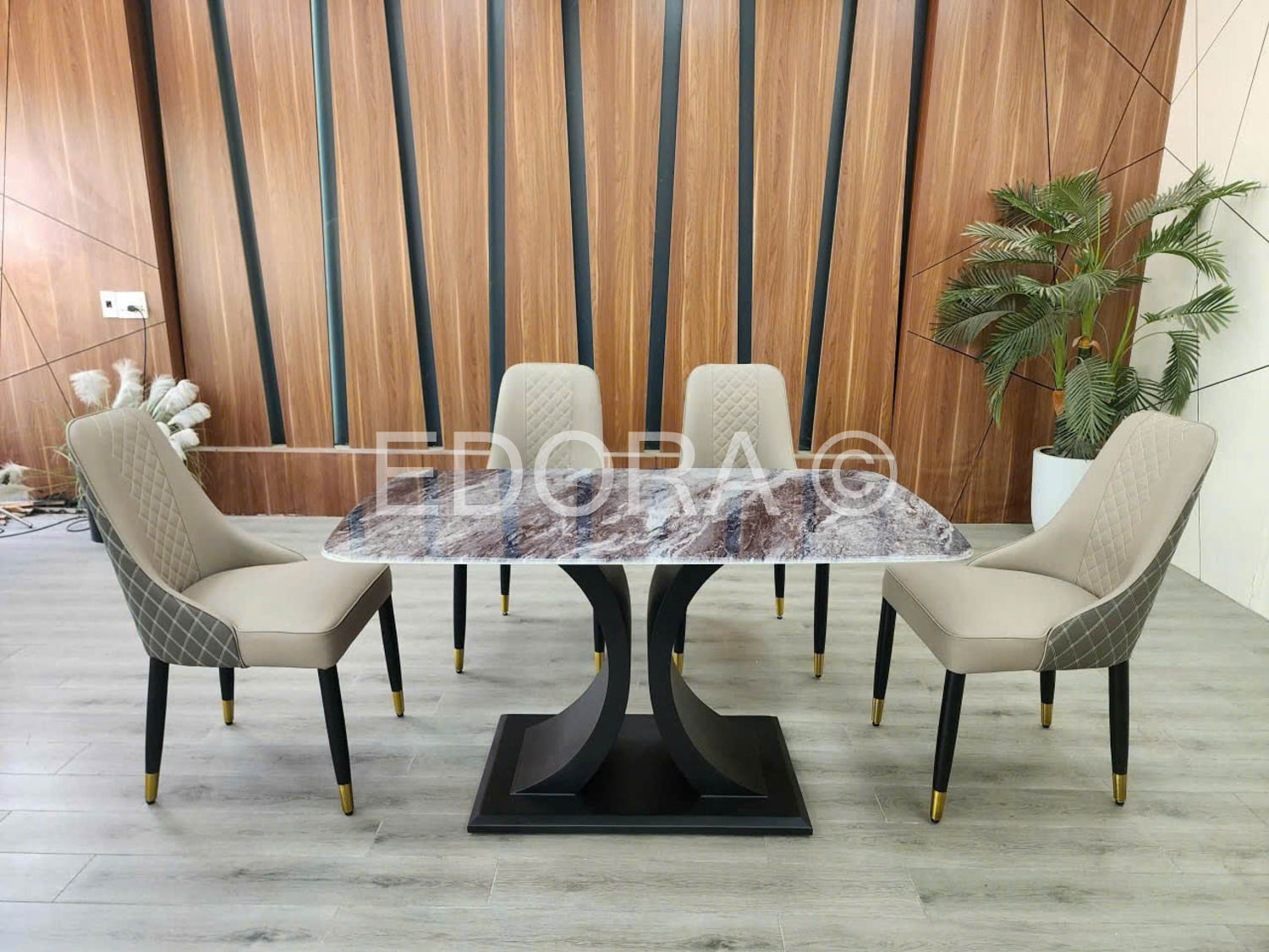 Bàn ăn 4 ghế may ô quả trám đẹp BK029