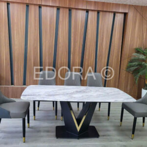 Bàn ăn 6 ghế vân đá vi tinh đẹp BK034