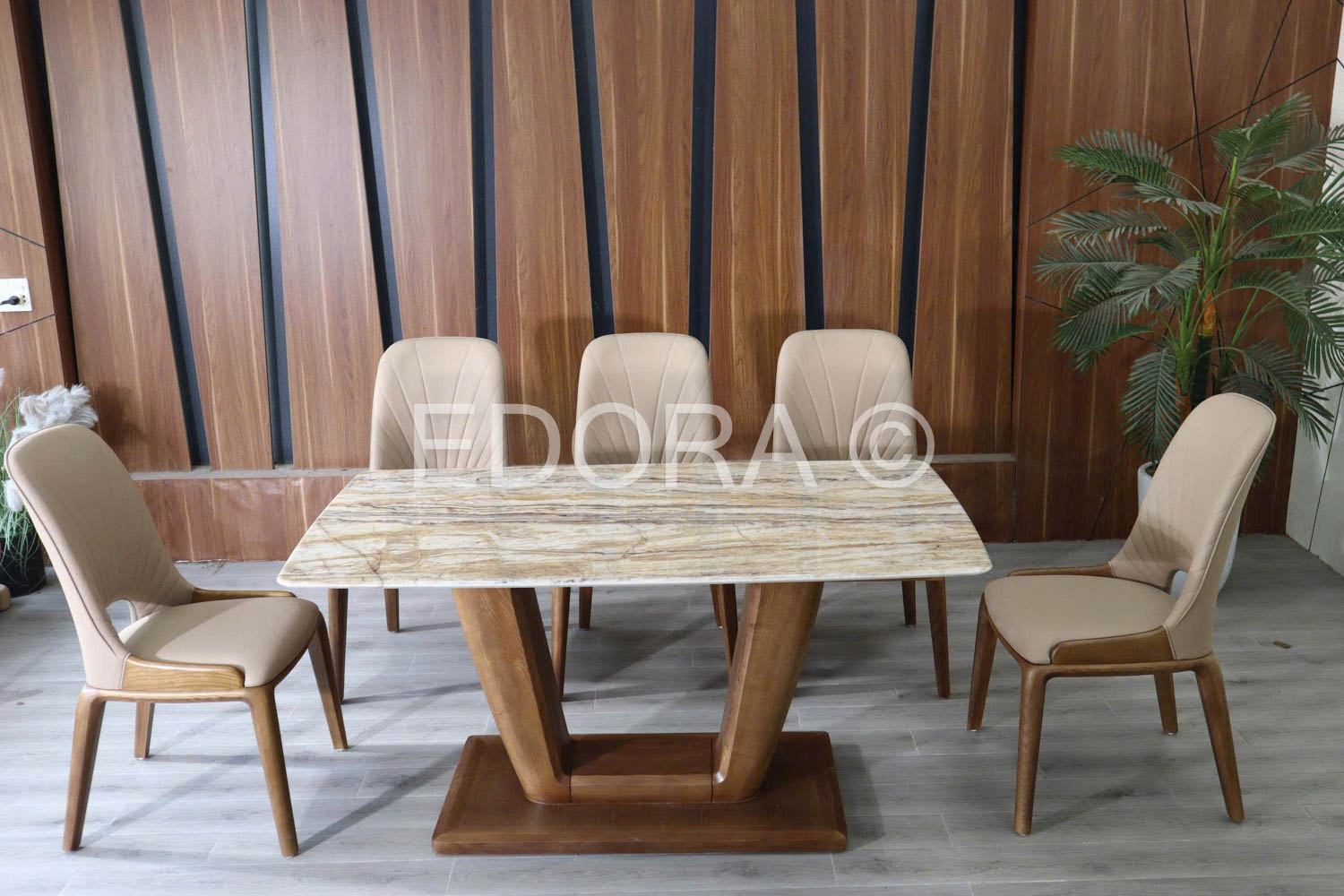 Bàn ăn gỗ Sồi tự nhiên 6 ghế 1m6 BS001