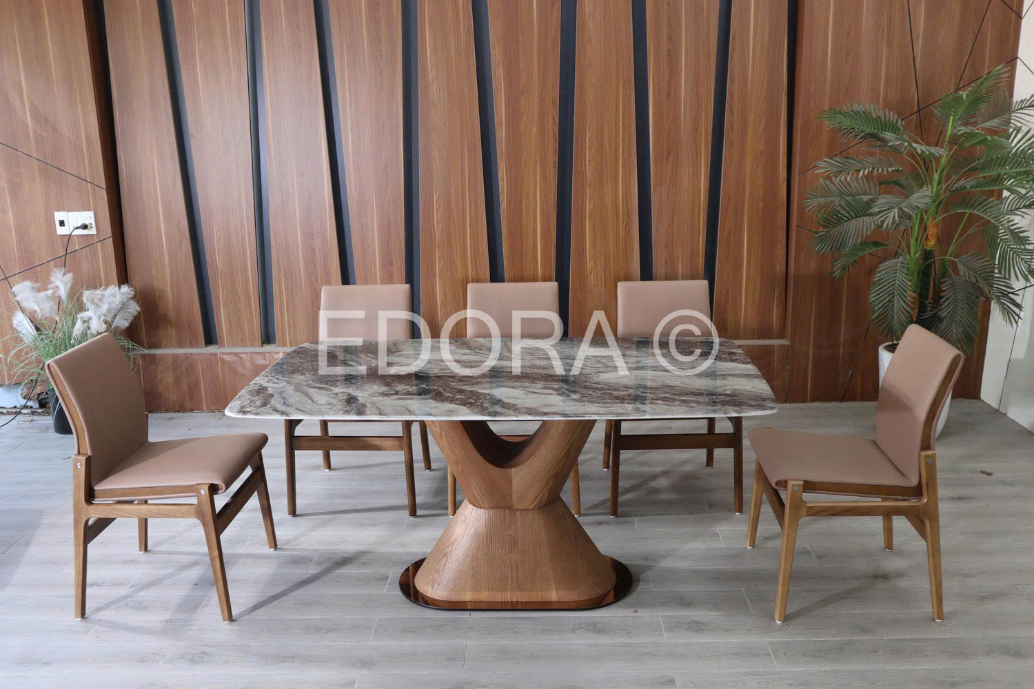 Bàn awn 6 ghế gỗ sồi tự nhiên hoài cổ BS004