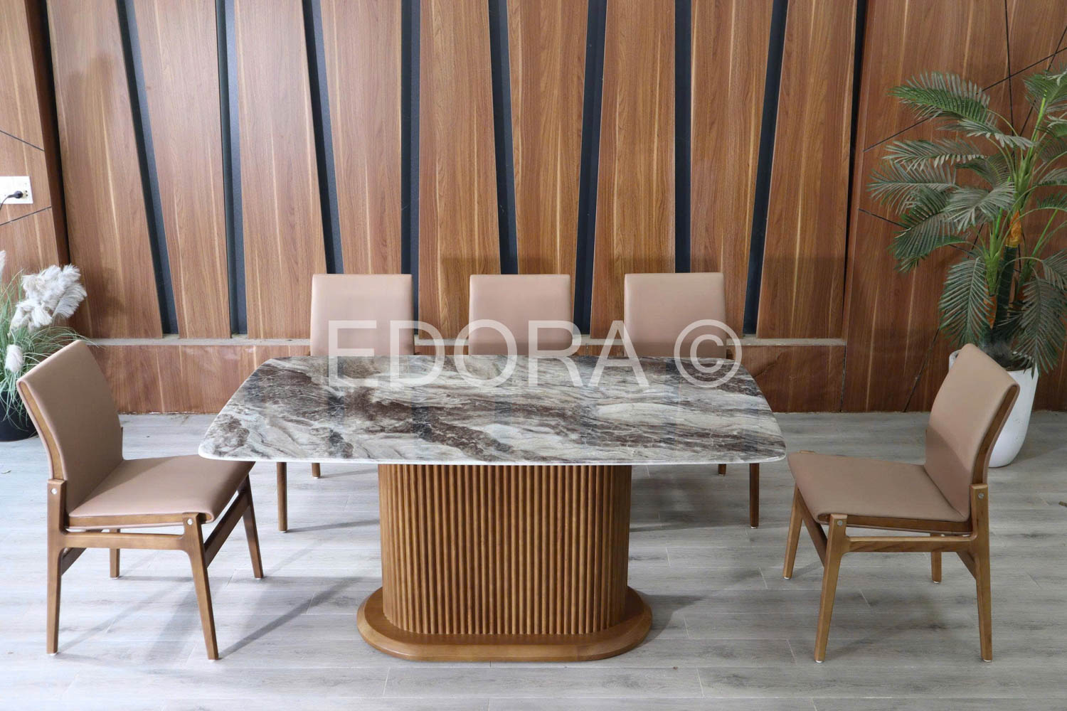 Bộ bàn ăn hoài cổ gỗ sồi 6 ghế 1m6 BS010