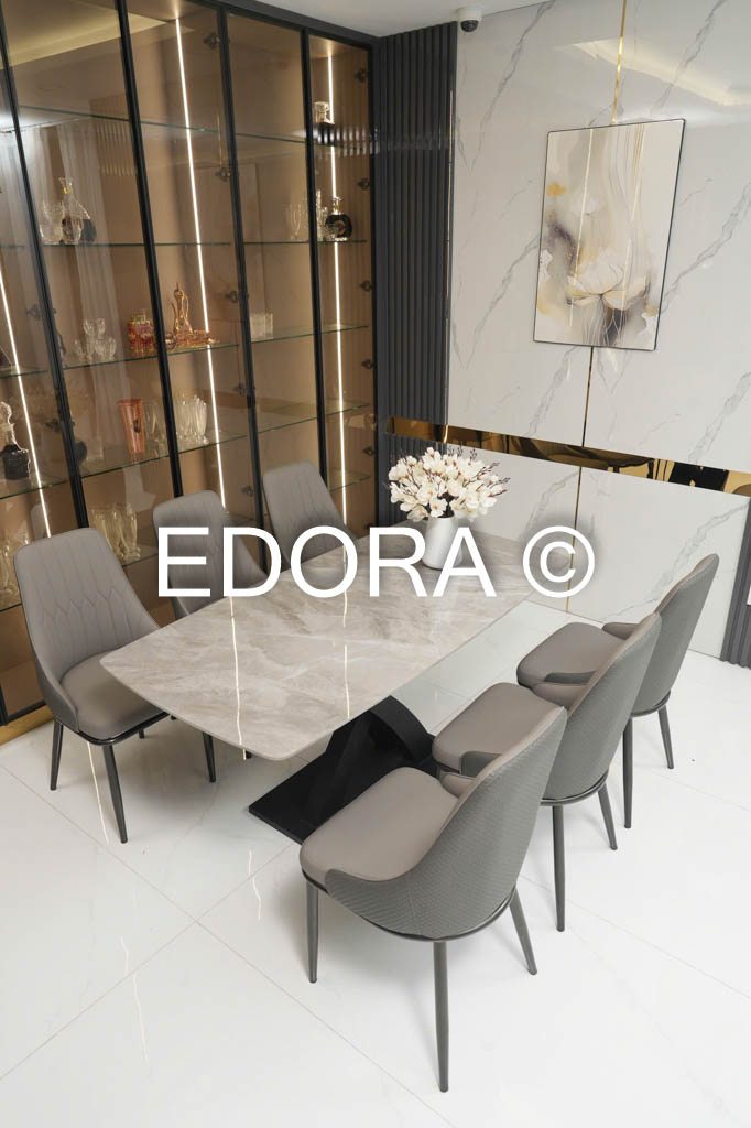 Bộ bàn ăn 6 ghế mặt đá 1m6 BA003