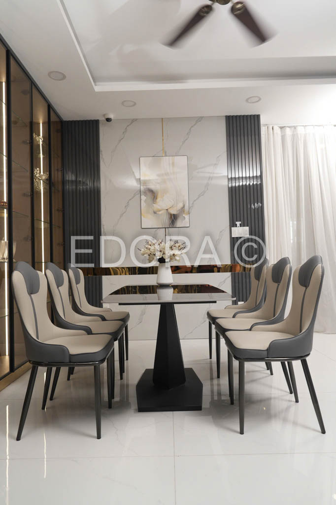 Bộ bàn ăn mặt đá Ceramic 6 ghế 1m6 BA006