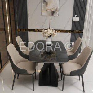 Bộ bàn ăn 4 ghế 1m4 mặt đá Ceramic BA008