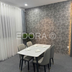 Bộ bàn ăn 4 ghế da 1m2