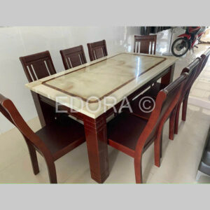 Bàn ăn gỗ Sồi 3cm Vân đá đẹp LTS008