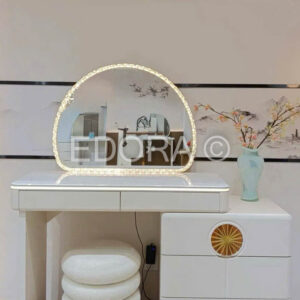 Bàn trang điểm màu trắng gỗ gương có đèn BPF133