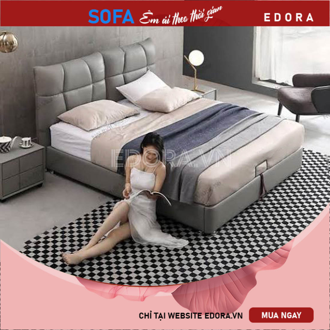 Giường ngủ bọc da sang trọng GU022