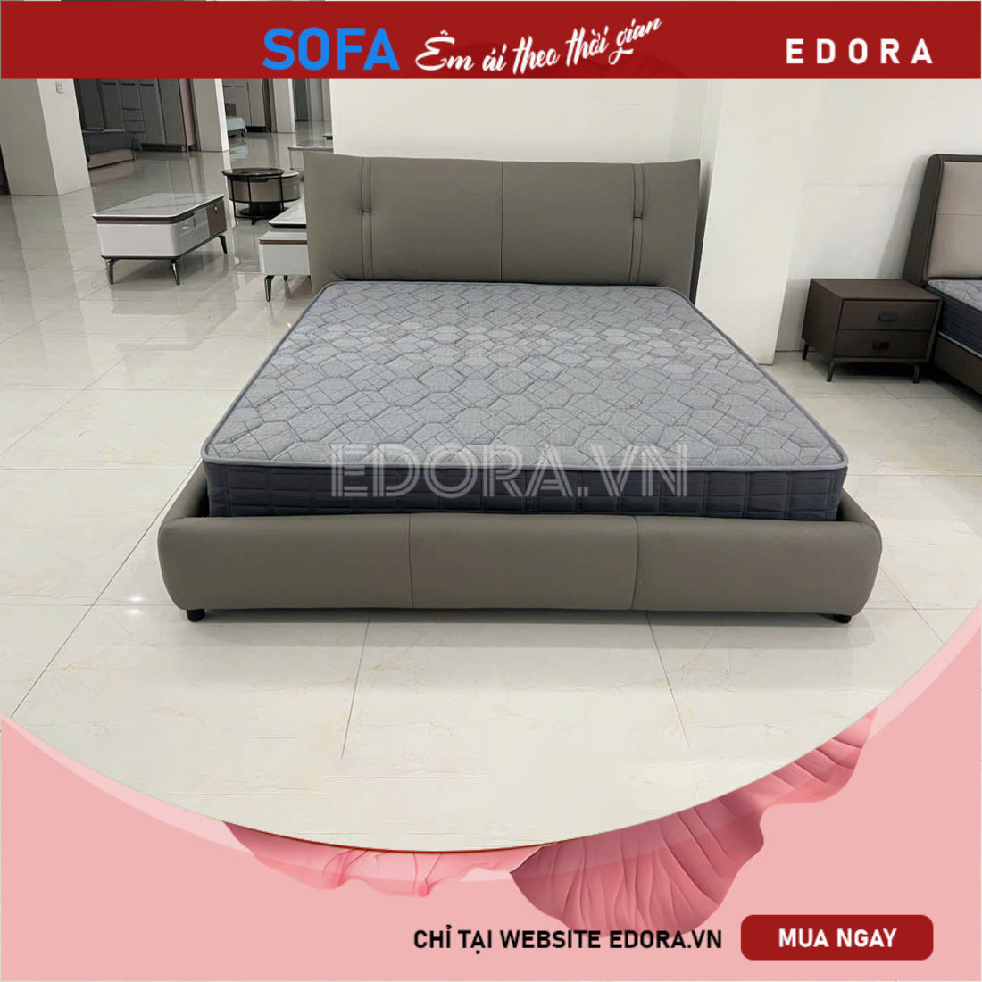 Giường ngủ màu xám đẹp GU026