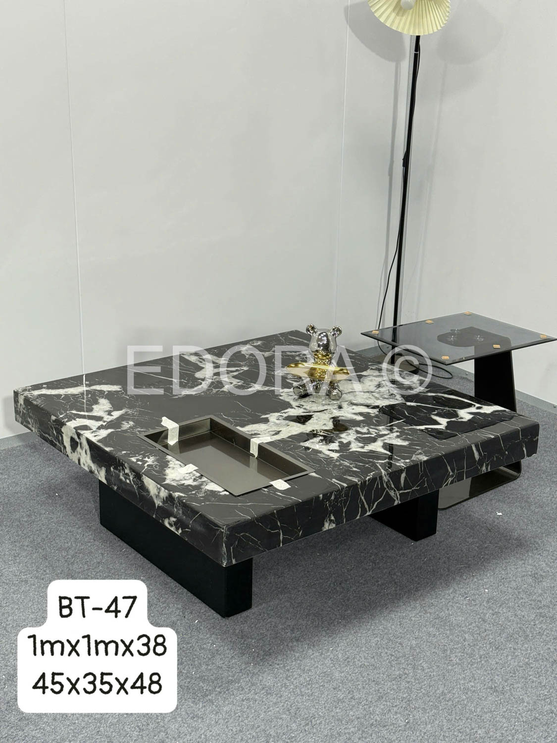 Bàn trà đá đen trắng BT-47