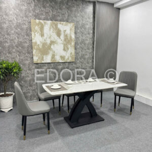 Bộ bàn ăn 6 ghế xám lông chuột BA041