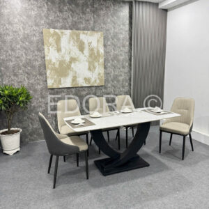 Bộ bàn ăn 6 ghế ghi kem BA042