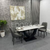 Bộ bàn ăn Xám tối mặt đá trắng 1m6 BA046
