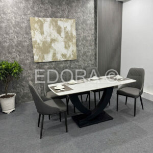 Bộ bàn ăn Xám tối mặt đá trắng 1m6 BA046