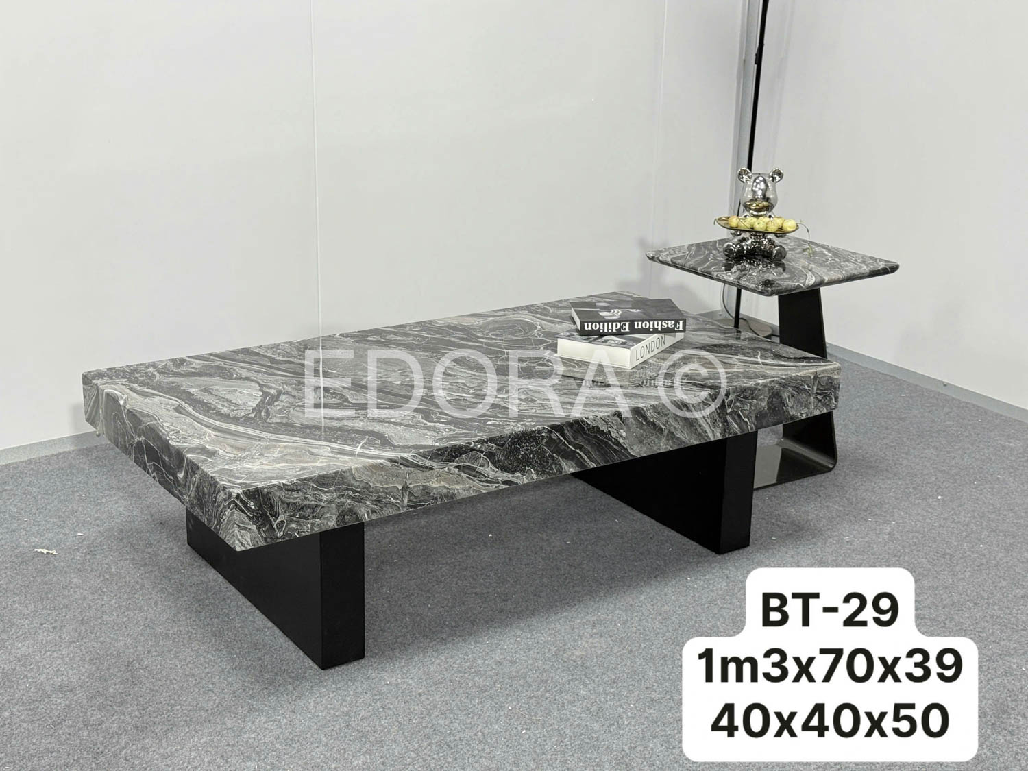 Bàn trà đá đen xám BT-29