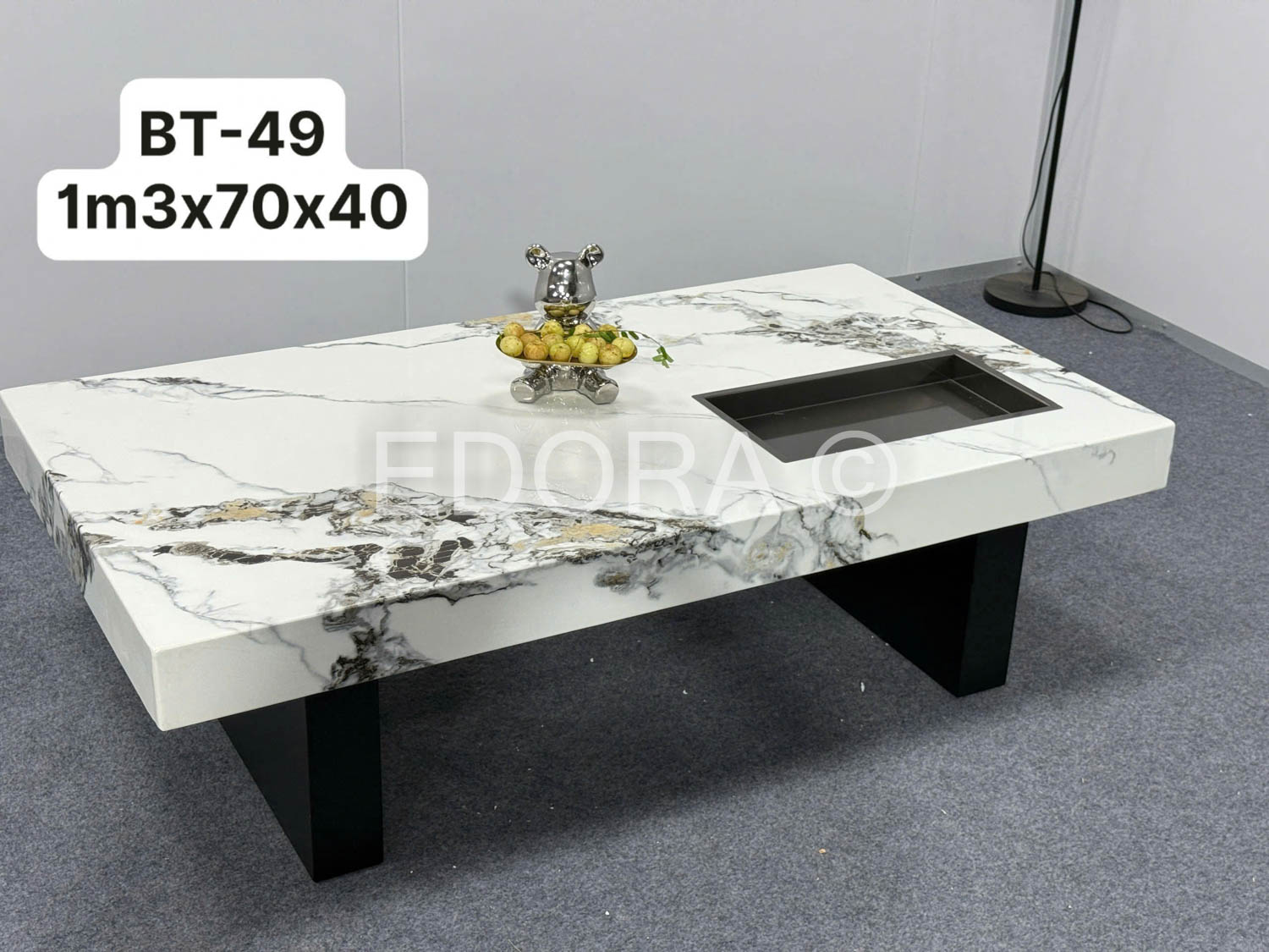 Bàn đá trắng vân xám BT-49