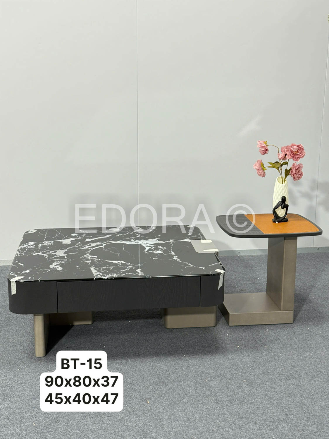 Bàn đá đen vân trắng sang trọng BT-15