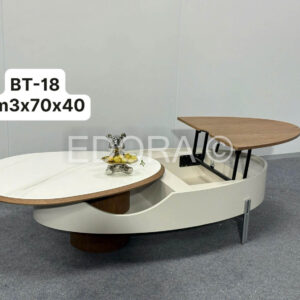 Bàn đá ovan phối gỗ BT-18