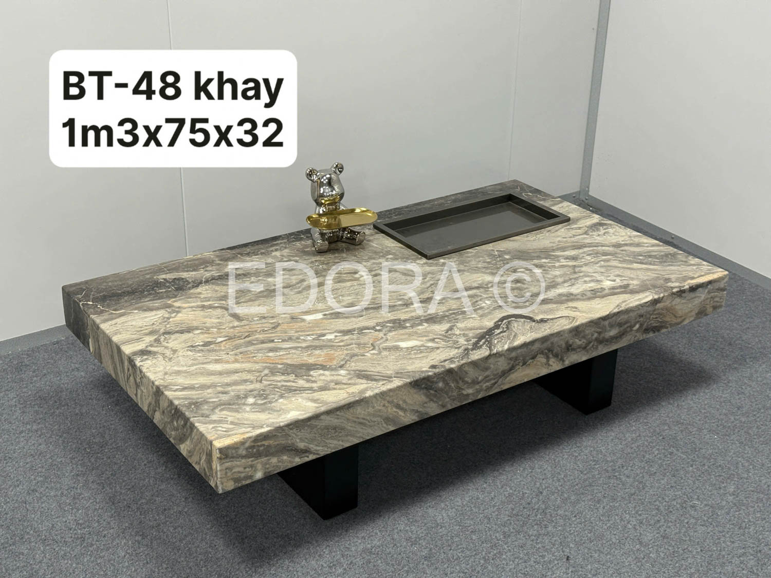 Bàn đá chữ nhật có khay BT-48