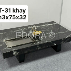 Bàn đá đen chữ nhật có khay BT-31