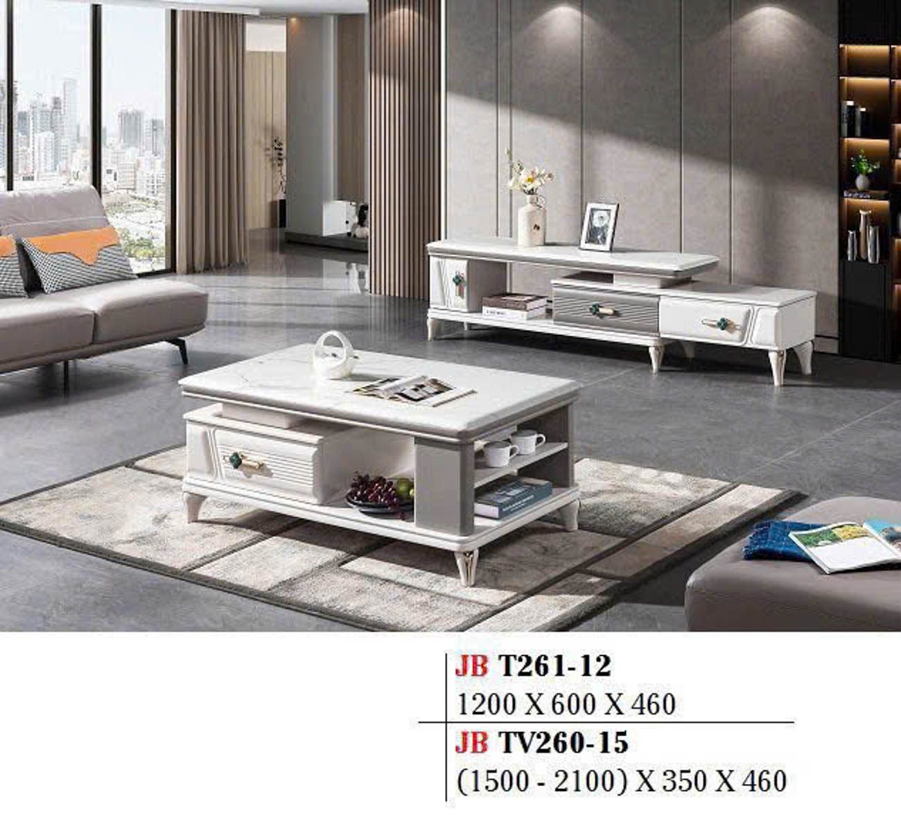 Bàn trà sofa mặt đá chữ nhật T261-12