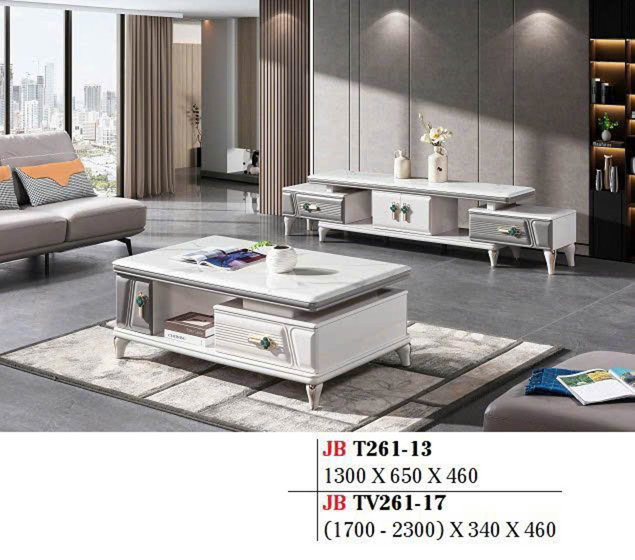 Bàn trà sofa mặt đá chữ nhật T261-13