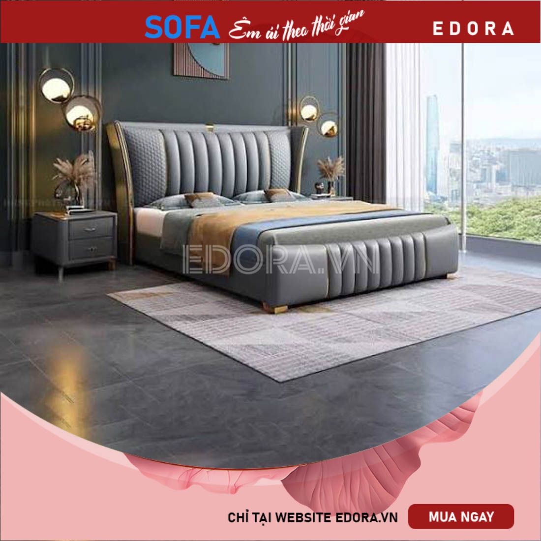 Giường ngủ bọc da hiện đại sang trọng GU005