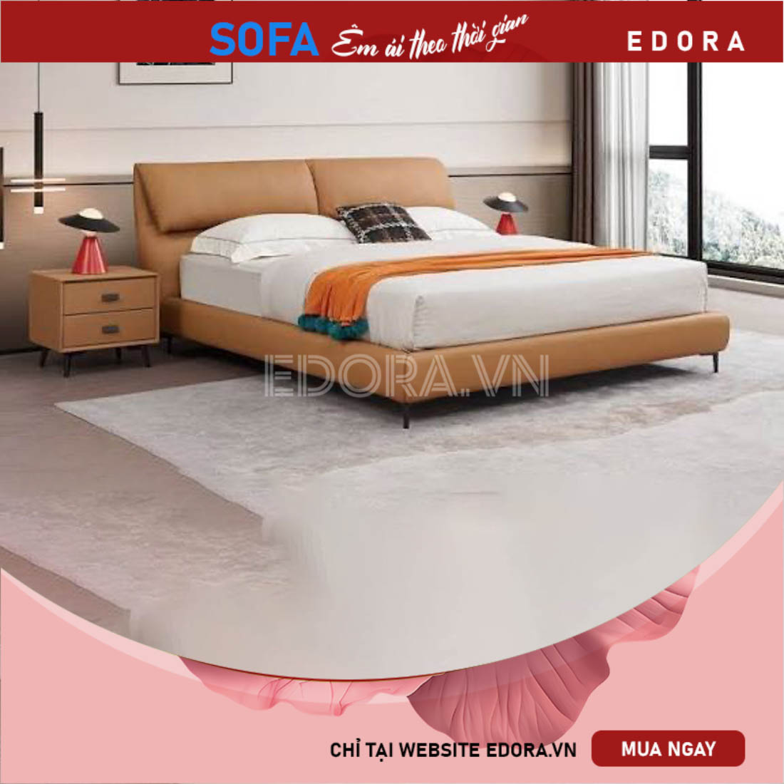 Giường ngủ bọc da gấp cách điệu GU010