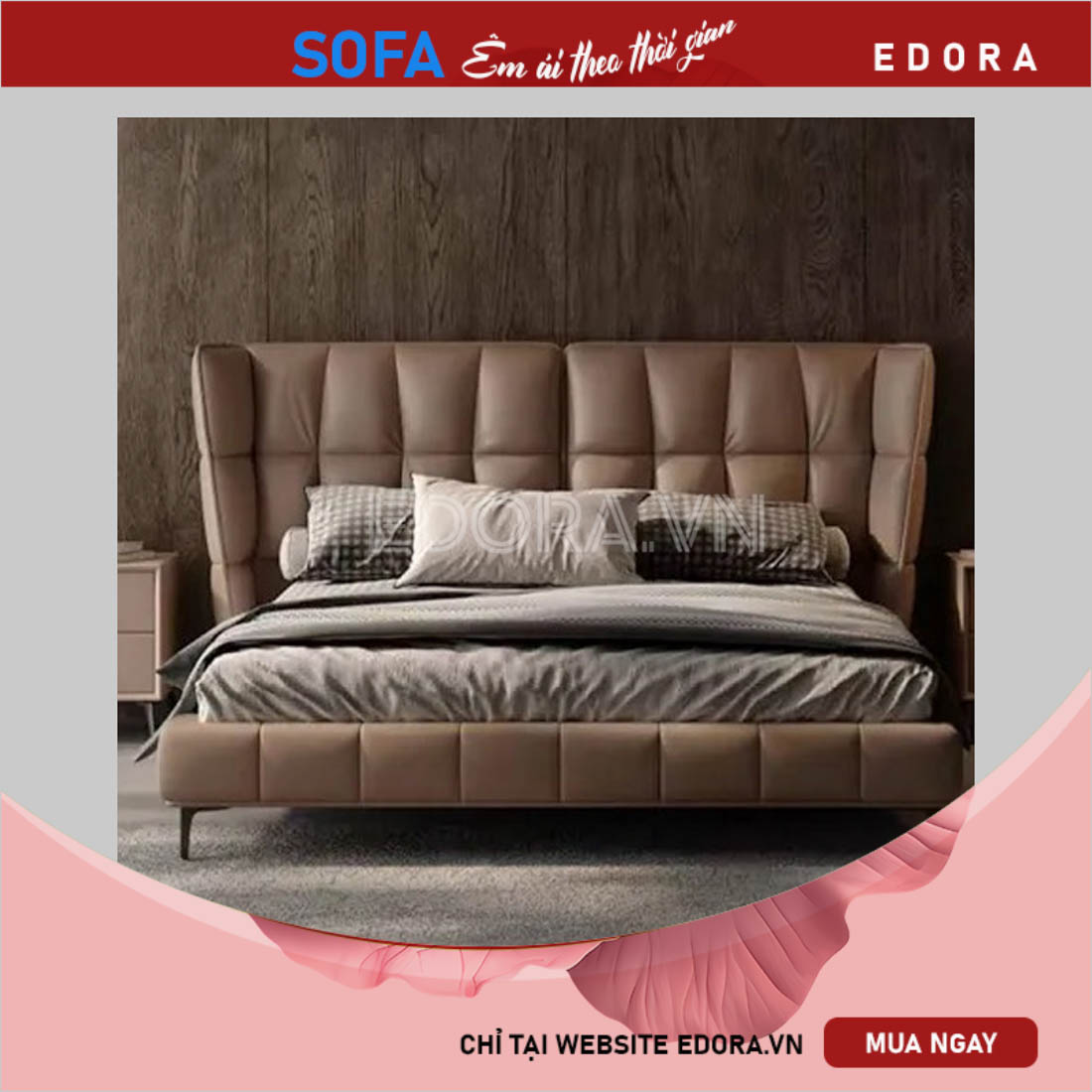 Giường ngủ đầu giường cao GU015