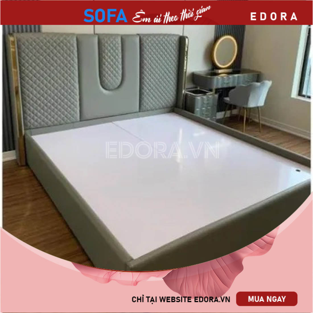 Giường ngủ tựa đầu may ô đẹp GU018