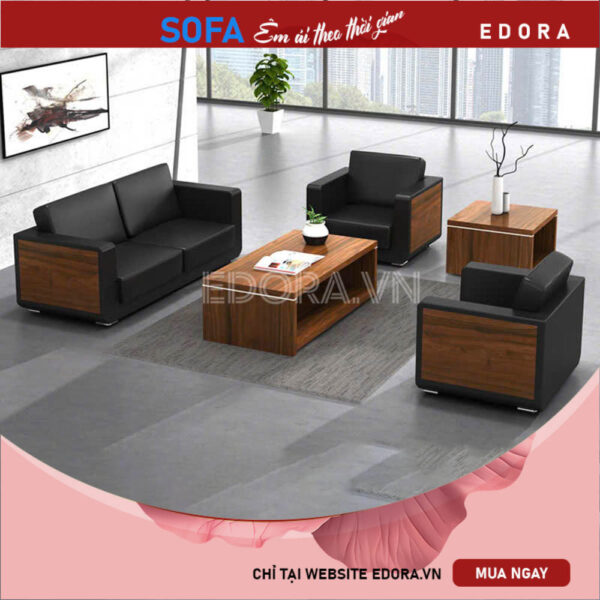 [E977] Sofa văn phòng tay ốp gỗ mfc cao cấp