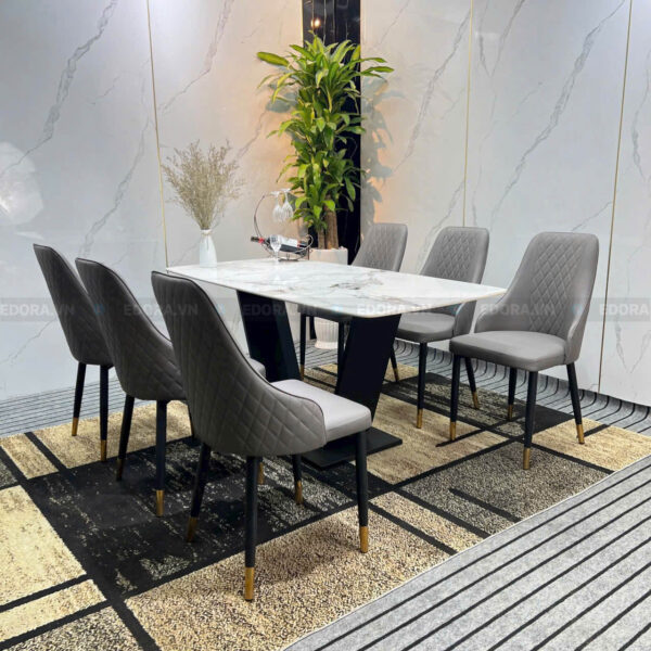 [BA060] Bộ bàn ăn 6 ghế đá vi tinh thể 1m6