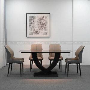 [BA055] Bộ bàn ăn 4 ghế 1m4 mặt đá đen sạch sẽ