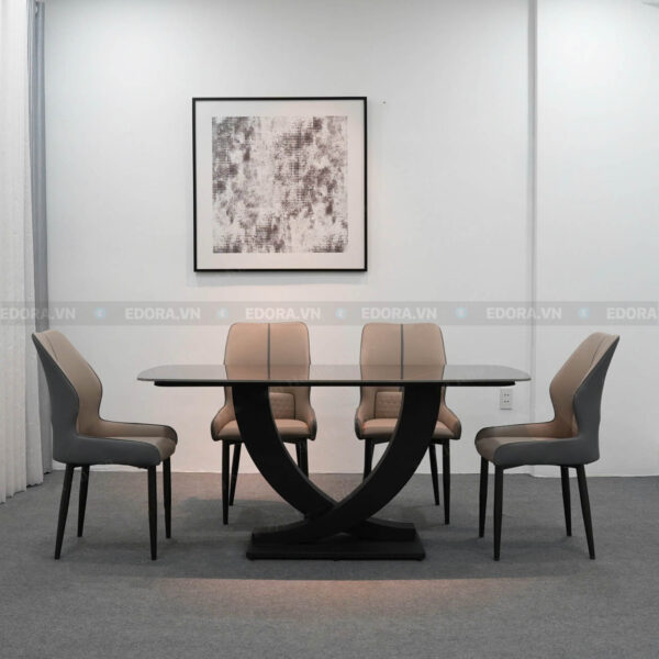 [BA055] Bộ bàn ăn 4 ghế 1m4 mặt đá đen sạch sẽ