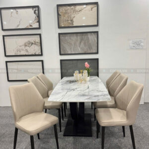 [BA061] Bộ bàn ăn 6 ghế mặt đá Ceramic 1m6