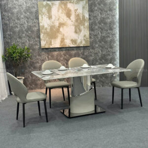 [BA065] Bộ bàn ăn Chân trụ inox cao cấp