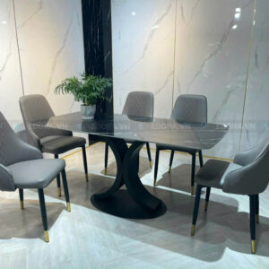 [BA068] Bộ bàn ăn màu tối sạch sẽ 6 ghế 1m6