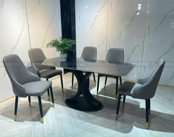 [BA068] Bộ bàn ăn màu tối sạch sẽ 6 ghế 1m6