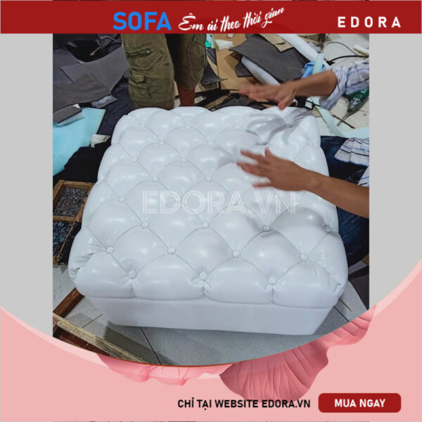 Ghế đôn sofa vuông giật nút ô quả trám D022
